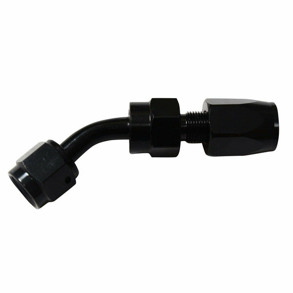 Black AN8 AN-8 45 Degree Swivel Oil/Fuel/Air/Gas Hose Line End Fitting Adapter - www.blackhorse-racing.com