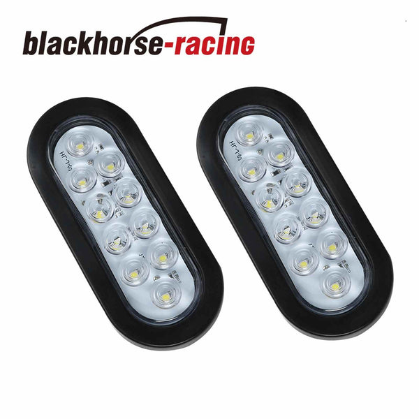 4x 6" Oval White 10 LED Reverse Backup Trailer Truck Light High Low Brightness