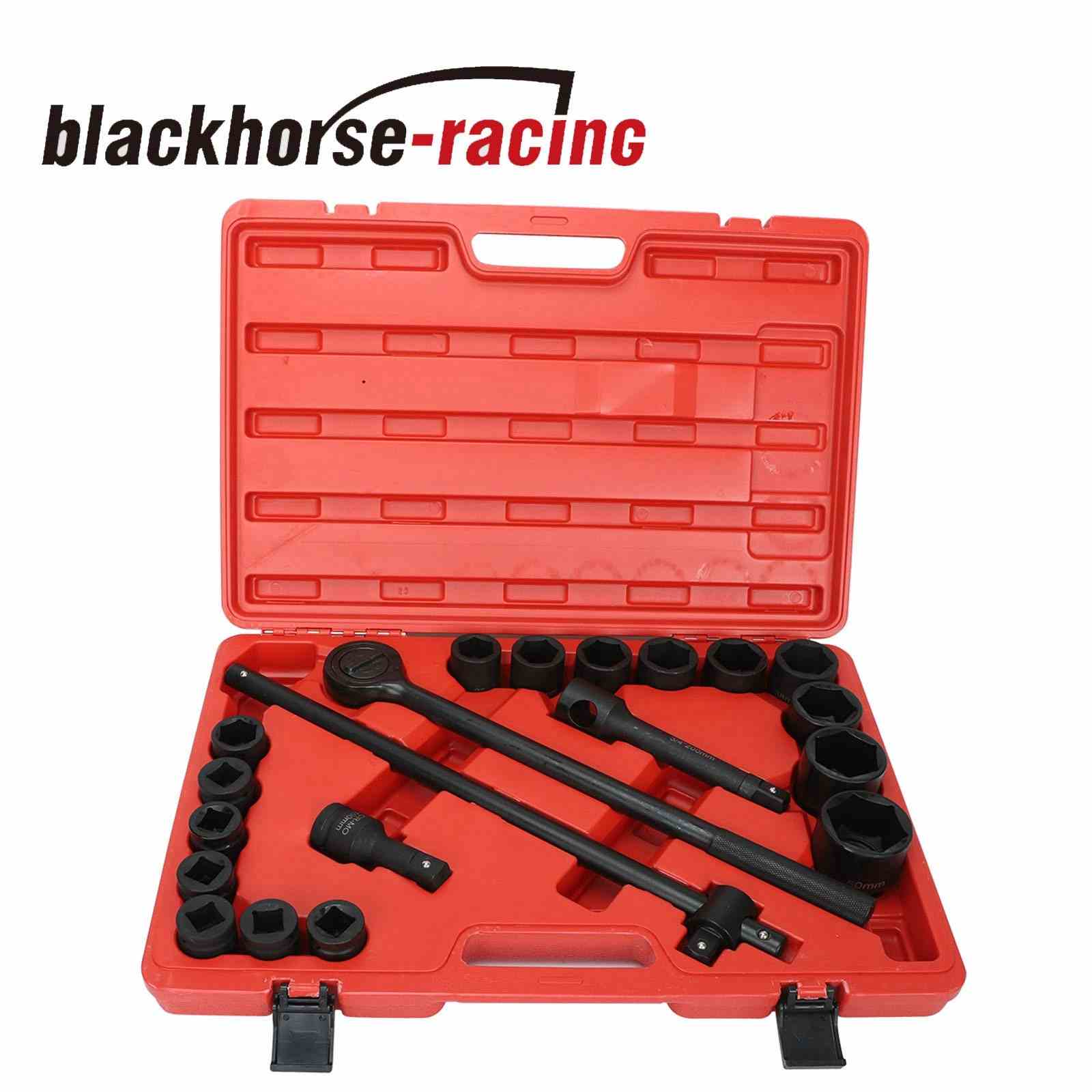 21Pcs Impact Socket Adapter, 6 Point, 3/4'' Drive Bit Extension Bar 3/4'' to 2''