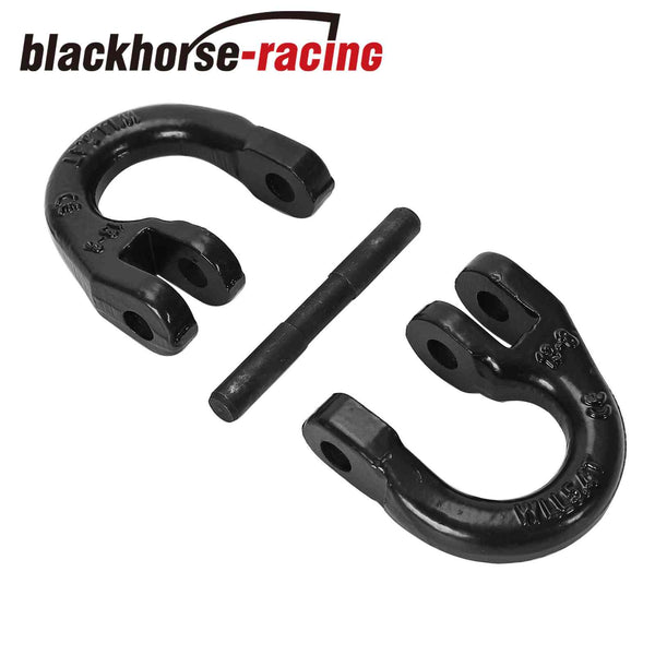 (2) 1/2" G80 Coupling Link Tow Hitch Safety Chain Hammer Lock Black For Truck