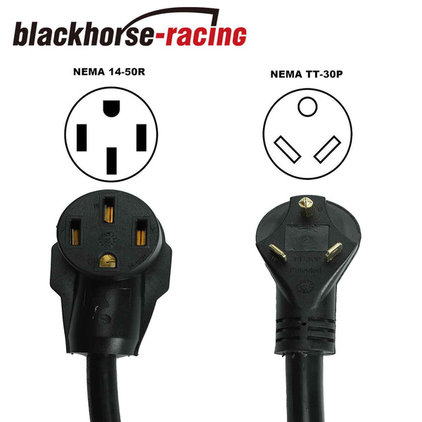 18" RV Power Adapter Electrical Cord 30 Amp Male TT-30P to 14-50R 50 Amp Female
