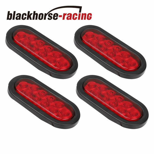4x Trailer Truck LED Sealed RED 6" Oval Stop/Turn/Tail Light Marine Waterproof - www.blackhorse-racing.com