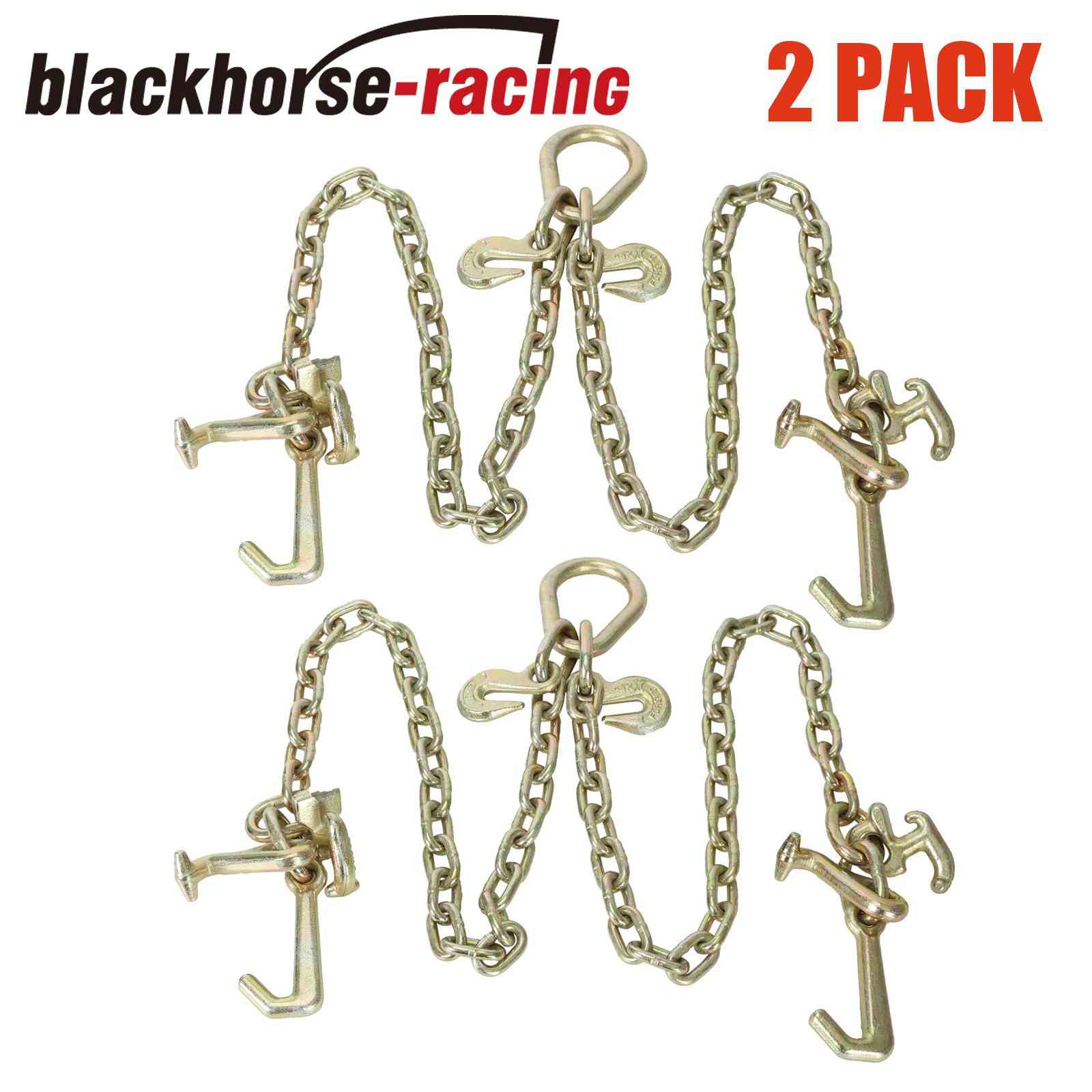 2Pack G70 V-Chain Bridle w/RTJ Cluster Hook Grab Hooks 3'Legs Tow Chain 4700 WLL