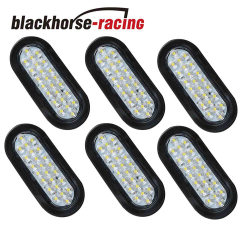 6x White 6" 24LED Oval 12V Truck Trailer Reverse Backup Tail Lights Waterproof