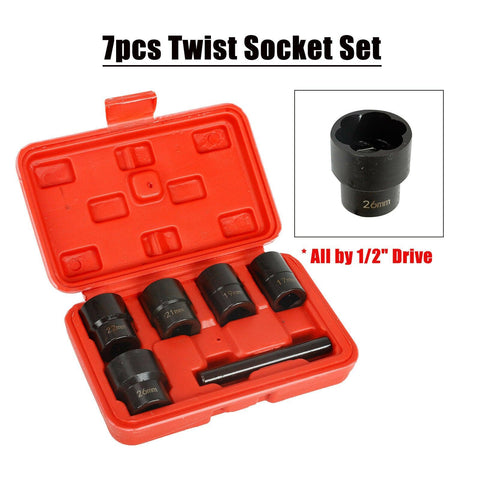 1/2" Drive Twist Socket Set Lug Nut Remover Extractor Tool 17 19 21 22mm - www.blackhorse-racing.com