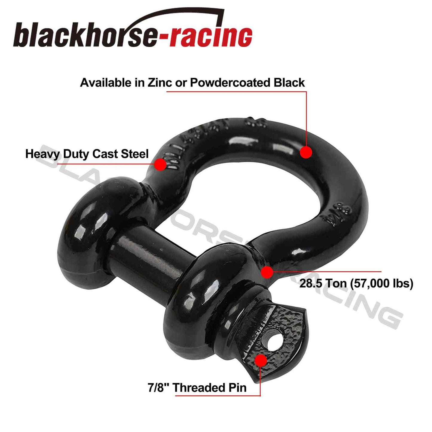 
                  
                    (4) 3/4" D Ring Shackle 57,000 lbs Maximum Break Strength Fits Vehicle Recovery
                  
                