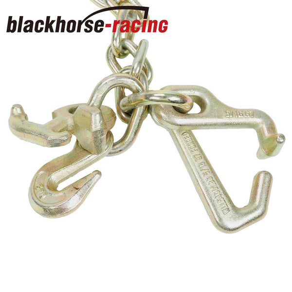 4 Pack 5/16" x 6' Long Shank 15" J Hook Tow Chain w/ RTJ Cluster & Grab Hook