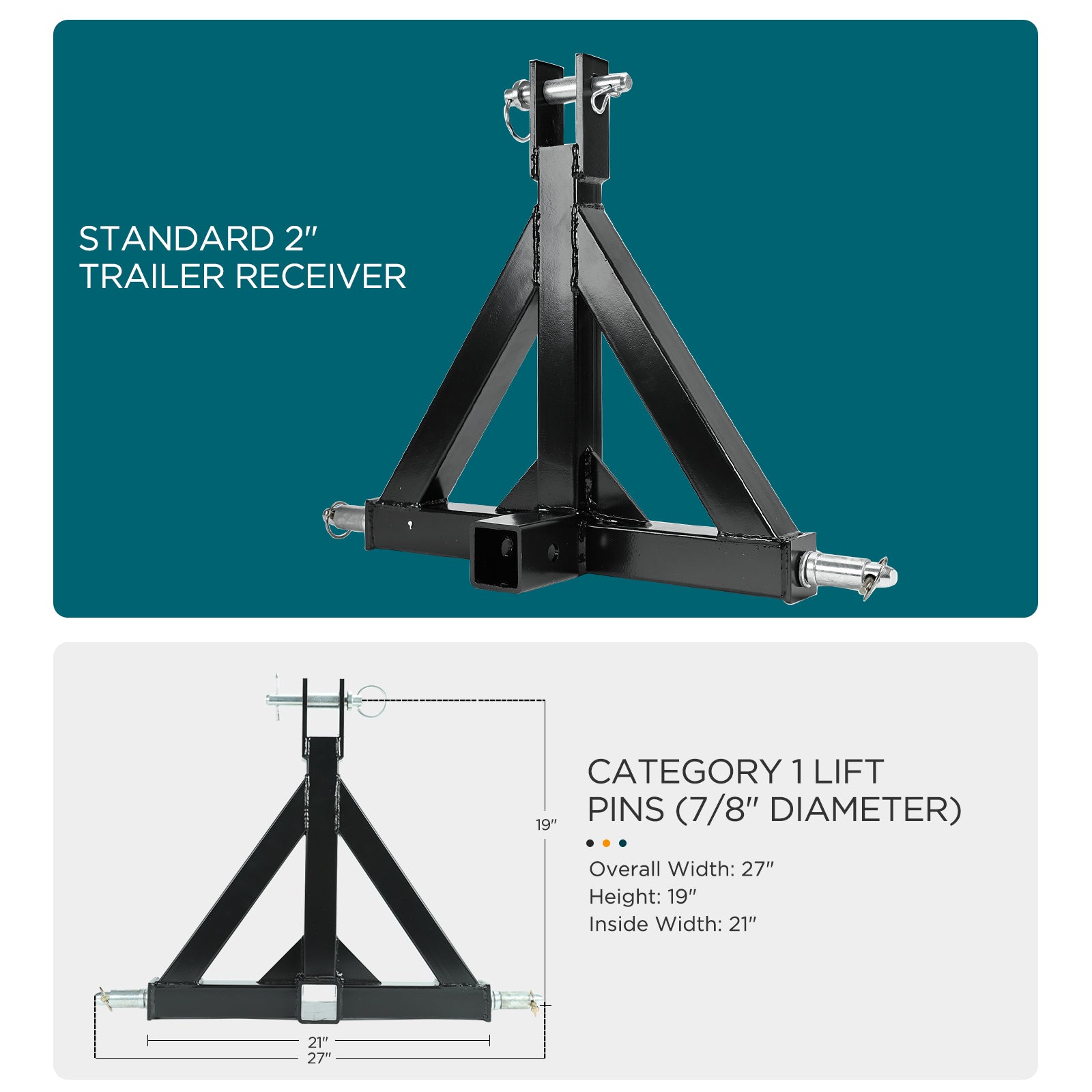 3 Point Trailer Hitch 2 In Receiver 3pt Quick Hitch Attachment With 3 Trailer Balls Tractor Tow Drawbar Adapter Compatible With Kubota - Foto 12