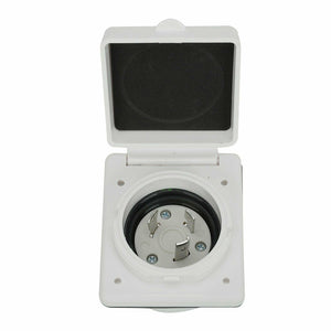 30Amp 125V 3-Wire Inlet RV Power Cord Twist Lock Plug Grounding Shore Boat White - www.blackhorse-racing.com