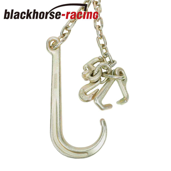 4 Pack 5/16" x 6' Long Shank 15" J Hook Tow Chain w/ RTJ Cluster & Grab Hook