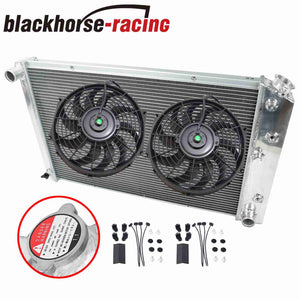 For 69-88 Chevy Camaro/Impala/Cutlass 3Row Aluminum Radiator+2X 10"Slim Push Fan