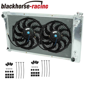 For 67-72 Chevy C/K10/20/30 Blazer 3 Row Aluminum Radiator+2X 12" Slim Fan Black