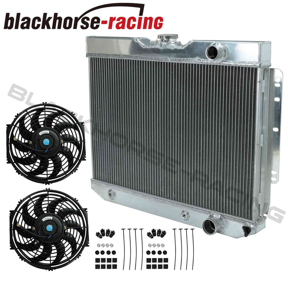 For 59-65 Chevy Impala/Bel Air/El Camino/Biscayne 3Row Aluminum Radiator&12