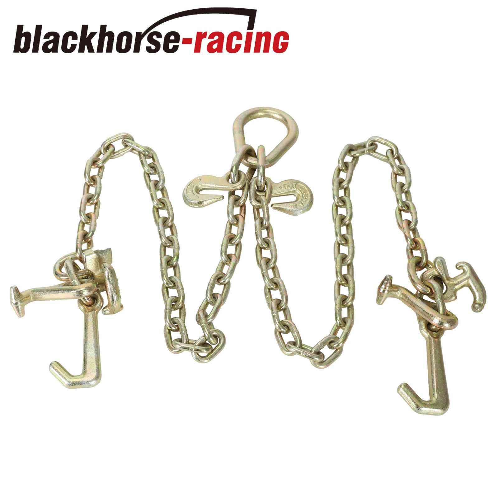 G70 4700 WLL V-Chain Bridle w/RTJ Cluster Hooks and Grab Hooks 3' Legs Tow Chain