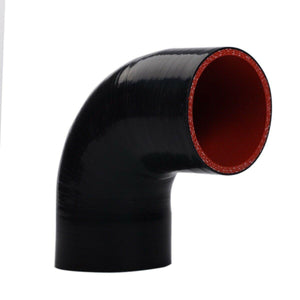 3" To 4" 76mm -102mm Silicone 90 Degree Elbow Reducer Pipe Hose Black-red Interc - www.blackhorse-racing.com