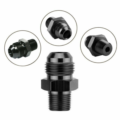 Universal 6 AN to 3/8 NPT Fitting Straight Black For Fuel Oil Hose Black - www.blackhorse-racing.com