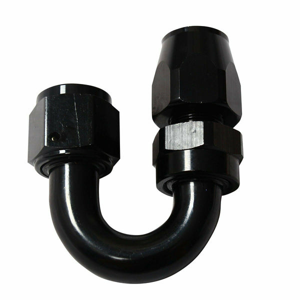 Black AN4 AN-4 180 Degree Swivel Oil/Fuel/Air/Gas Hose Line End Fitting Adapter - www.blackhorse-racing.com