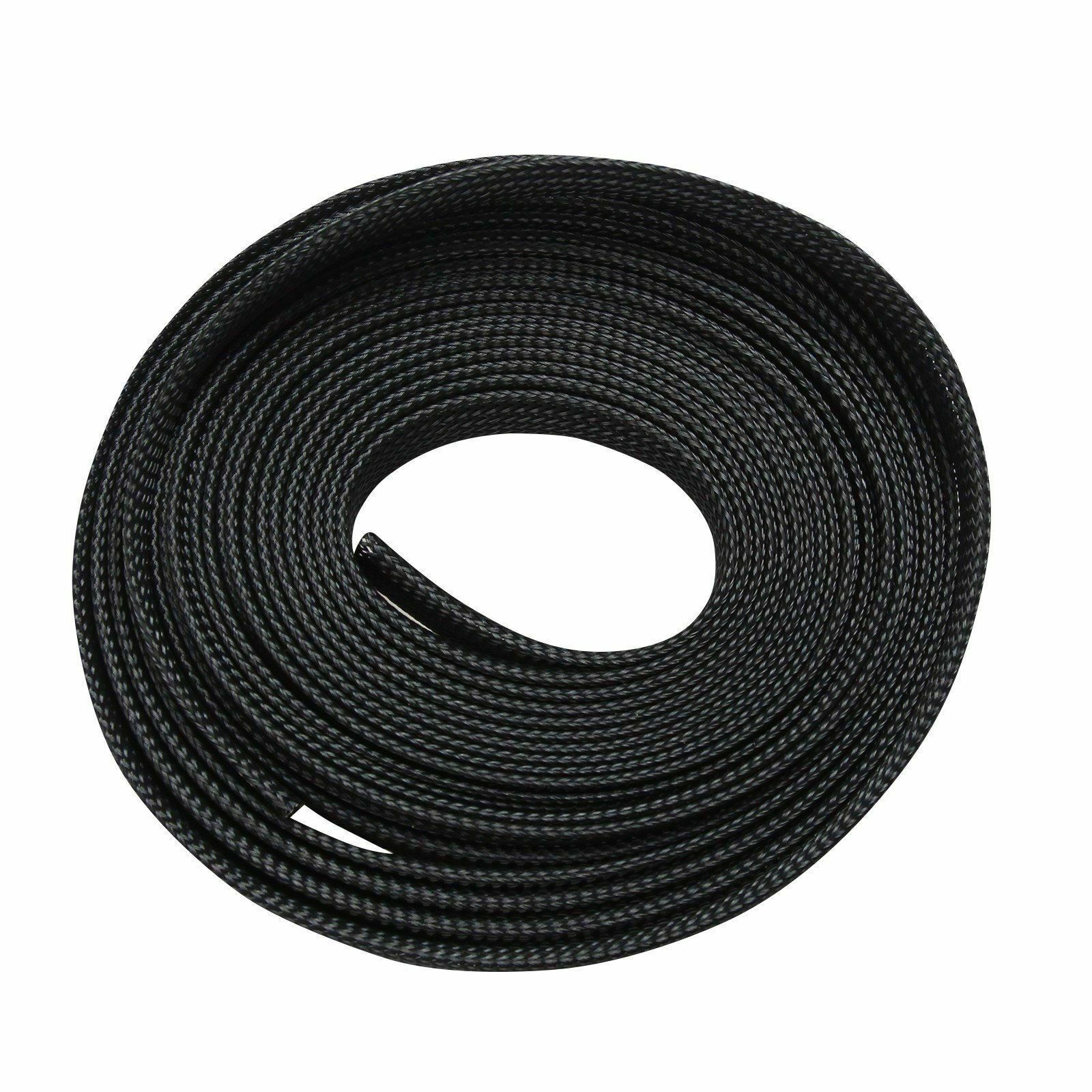 100 FT 1/2" Expandable Wire Cable Sleeving Sheathing Braided Loom Tubing Black - www.blackhorse-racing.com