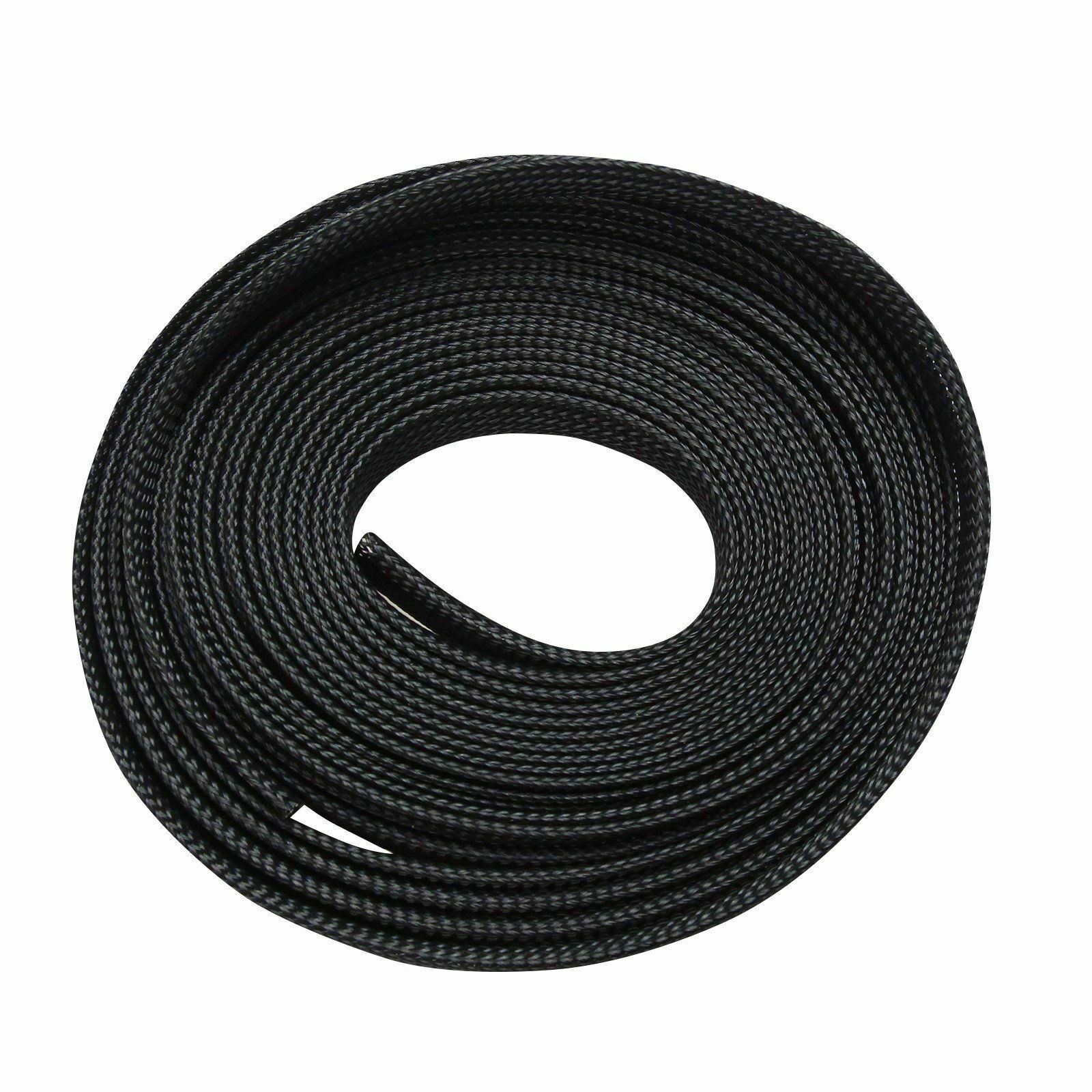 100 FT 1/2" Expandable Wire Cable Sleeving Sheathing Braided Loom Tubing Black - www.blackhorse-racing.com