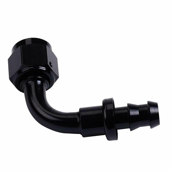 Black 12 AN 90 Degree Push Lock Hose End Fitting Adapter Fuel Oil Line - www.blackhorse-racing.com
