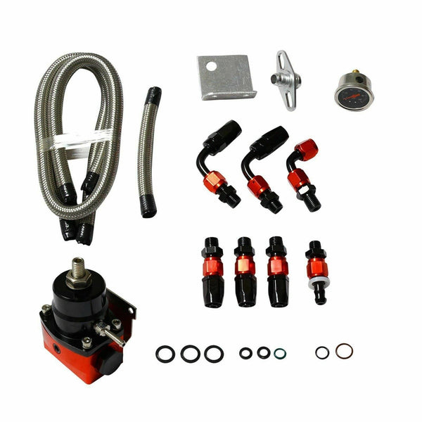 Universal Adjustable Fuel Pressure Regulator Oil 100psi Gauge AN 6 Fitting End - www.blackhorse-racing.com