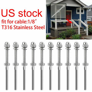 Stainless Steel T316 Swage Threaded Tensioner End Fitting 1/8" Cable Railing X20 - www.blackhorse-racing.com