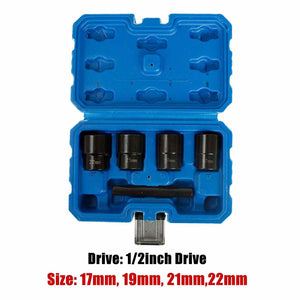 1/2" Drive Deep Extractor Set Damaged Broken Nut Twist Socket 17 19 21 22mm