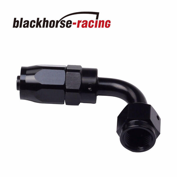 2PC Black AN 10  90 Degree Aluminum Swivel Oil Fuel Line Hose End Fitting 10-AN - www.blackhorse-racing.com