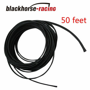 50 FT 1/4" Expandable Wire Cable Sleeving Sheathing Braided Loom Tubing Black - www.blackhorse-racing.com