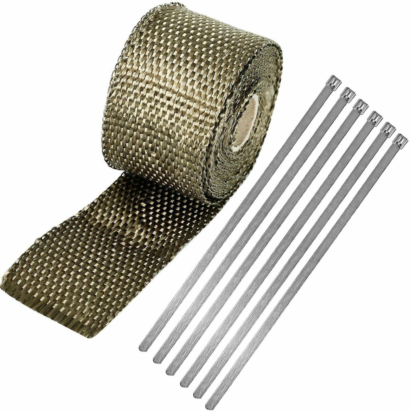 2'' x 5M Titanium Thermal Header Pipe Tape Titanium Lava Exhaust Wrap 6 Ties Kit - www.blackhorse-racing.com