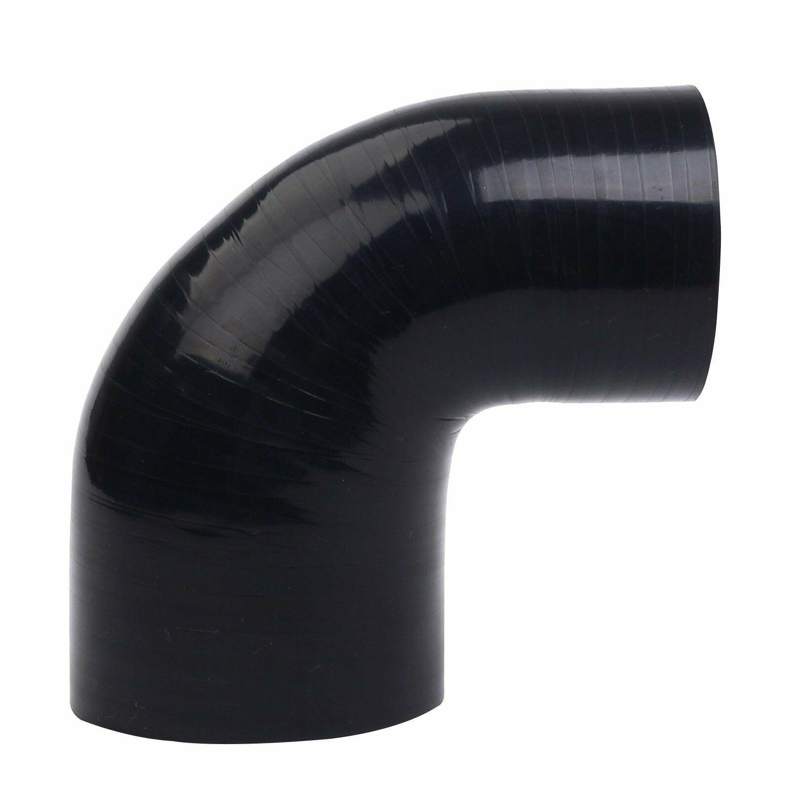 Black 76-102 mm 90 Degree Elbow Silicone Hose Pipe 3" To 4" Coupler Turbo 4ply - www.blackhorse-racing.com