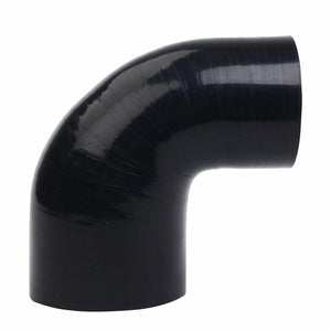Black 76-102 mm 90 Degree Elbow Silicone Hose Pipe 3" To 4" Coupler Turbo 4ply - www.blackhorse-racing.com