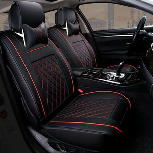 5-Seats Front + Rear Car Seat Cover Cushion Set Microfiber PU Leather Size L - www.blackhorse-racing.com