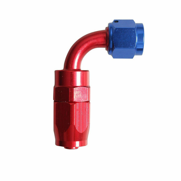 2PC Red & Blue AN 8  90 Degree Aluminum Swivel Oil Fuel Line Hose End Fitting - www.blackhorse-racing.com