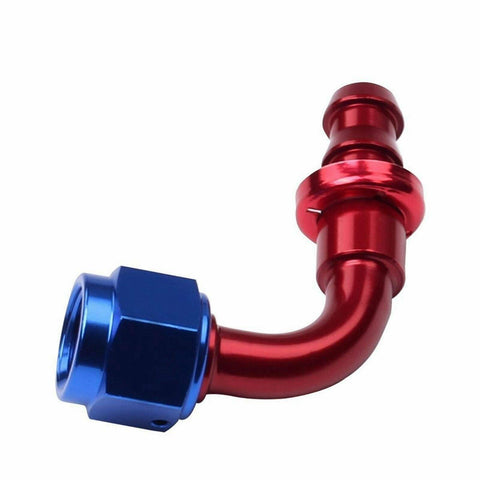 AN6 Red&Blue 90 Degree Push Lock Hose End Fitting Adapter Fuel Oil Line -6AN - www.blackhorse-racing.com