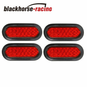 4pc 6" 24LED Oval Truck Trailer Stop Turn Tail Brake Sealed Lights w/Grommet - www.blackhorse-racing.com