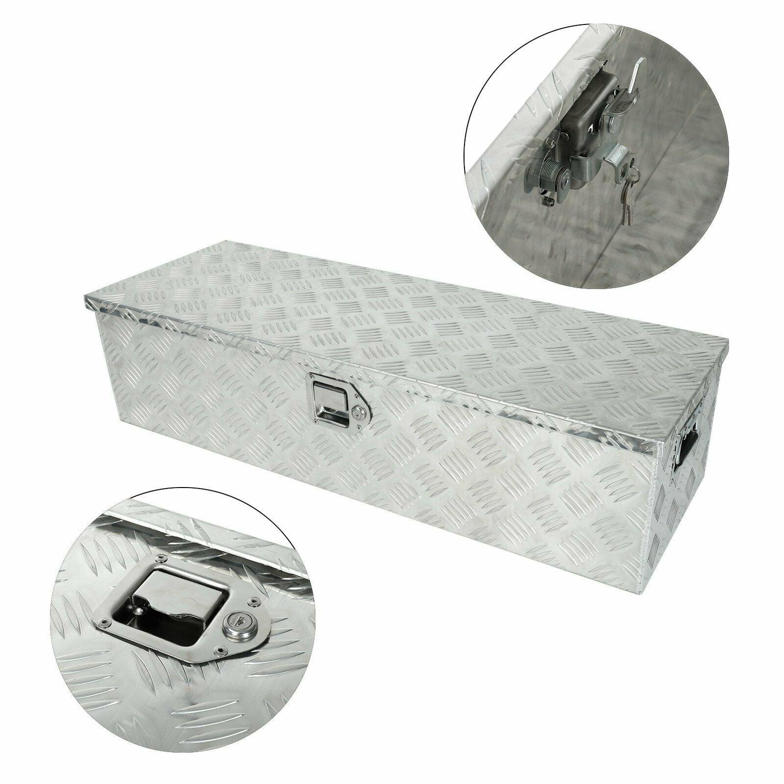 39"X13"X10" PICKUP TRUCK TRUNK BED TOOL BOX TRAILER STORAGE+LOCK CHROME ALUMINUM - www.blackhorse-racing.com