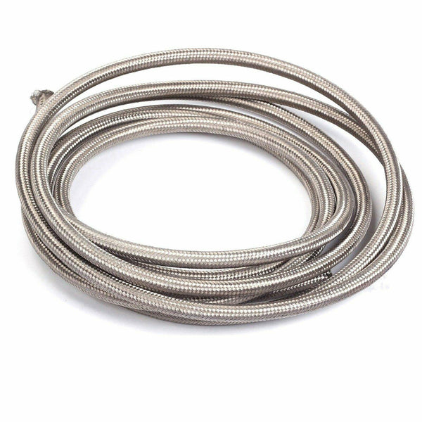 10 Feet AN6 -6AN AN-6 Silver Nylon Stainless Steel Fuel Gas Oil Water Hose Line - www.blackhorse-racing.com
