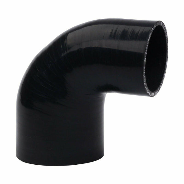 Black 76-102 mm 90 Degree Elbow Silicone Hose Pipe 3" To 4" Coupler Turbo 4ply - www.blackhorse-racing.com