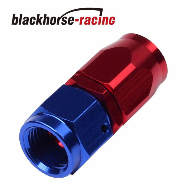 2PC Red & Blue AN 6 Straight Swivel Oil Fuel Line Hose End Fitting 6-AN - www.blackhorse-racing.com