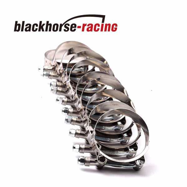 100PCS 2-9/16"(2.87"-3.19") 301 Stainless Steel T Bolt Clamps Clamp 73mm-81mm - www.blackhorse-racing.com