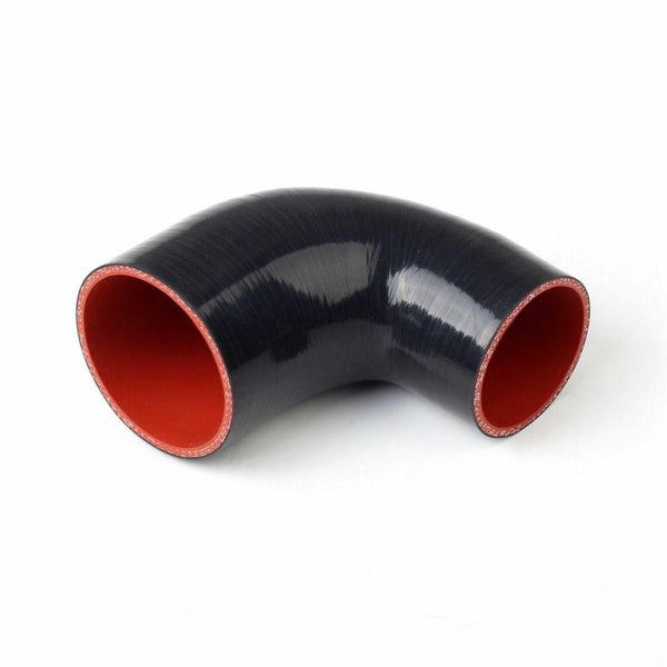 3" To 4" 76mm -102mm Silicone 90 Degree Elbow Reducer Pipe Hose Black-red Interc - www.blackhorse-racing.com