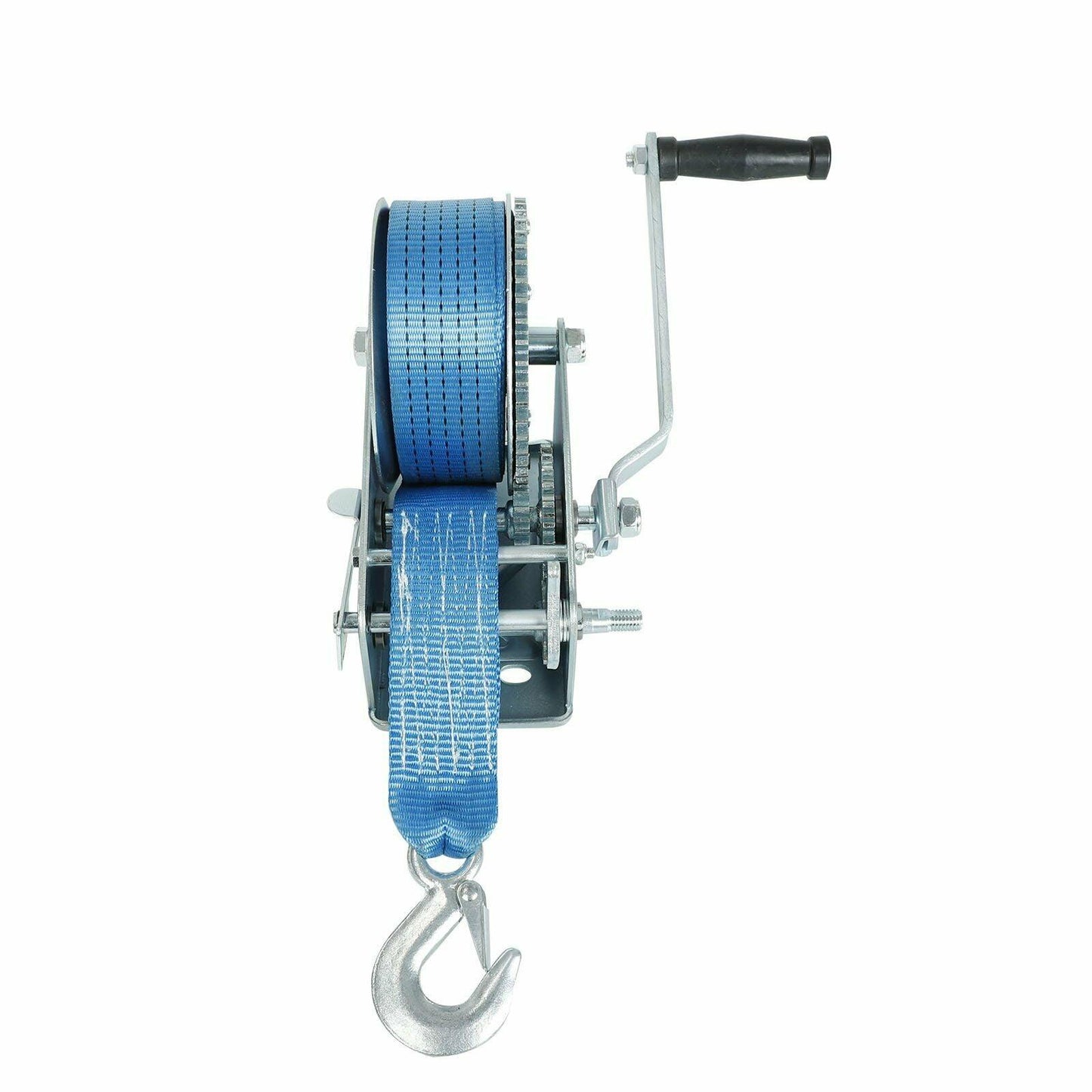 3200lbs Hand Winch Hand Crank Gear Winch Polyester Strap 2 Gear ATV Boat Trailer - www.blackhorse-racing.com