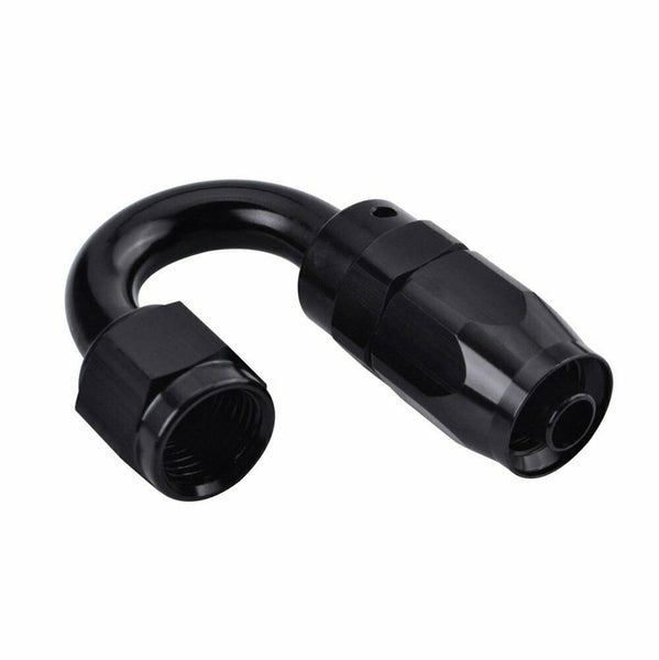 2PC Black AN 8  180 Degree Aluminum Swivel Oil Fuel Line Hose End Fitting 8-AN - www.blackhorse-racing.com