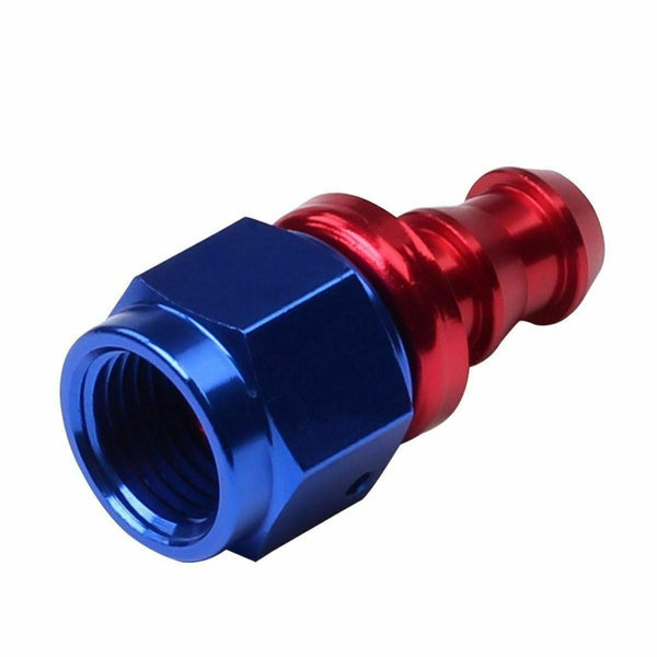 2PC Red & Blue AN 10 Straight Aluminum Push on Oil Fuel Line Hose End Fitting - www.blackhorse-racing.com