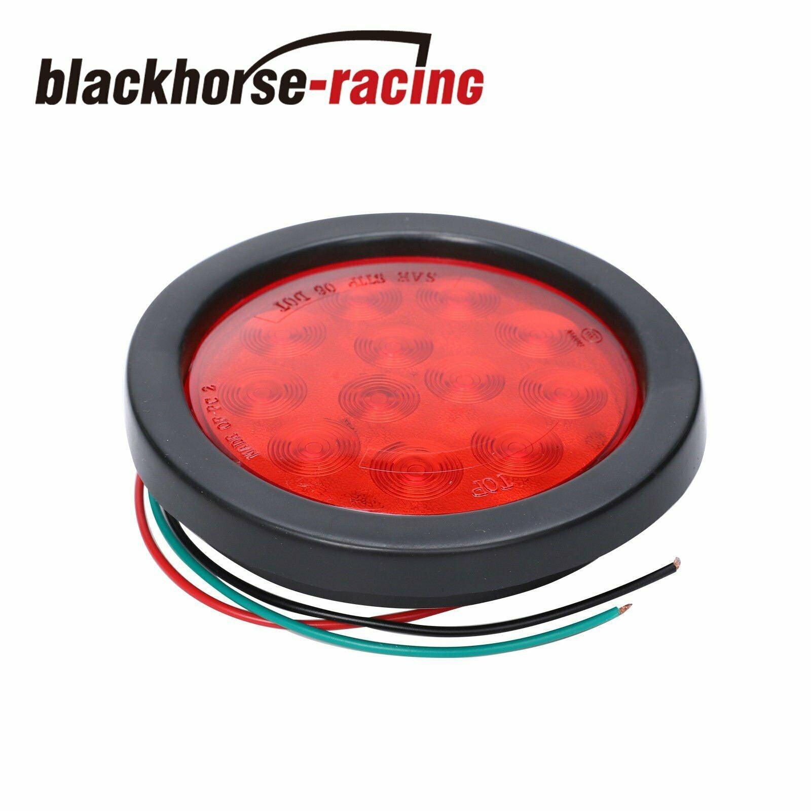 4pcs 4" Round 12LED Stop Turn Brake Truck Trailer Tail Lights Flush Mount - www.blackhorse-racing.com