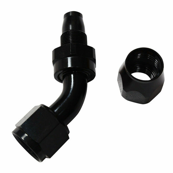 Black AN8 AN-8 45 Degree Swivel Oil/Fuel/Air/Gas Hose Line End Fitting Adapter - www.blackhorse-racing.com