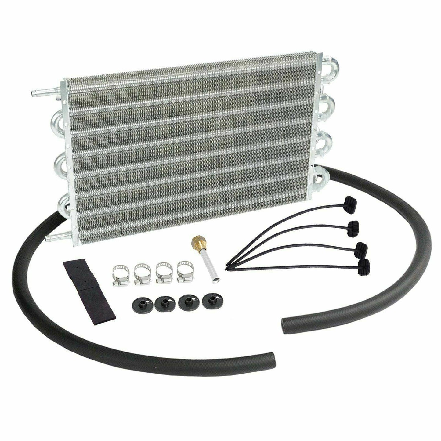 Aluminum 15-1/2" Radiator Transmission Oil Cooler & 7" Cooling Fan Kit Universal - www.blackhorse-racing.com