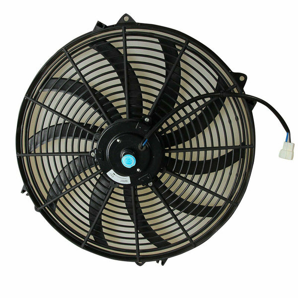 16" BLACK ELECTRIC RADIATOR COOLING FAN+3/8" PROBE GROUND THERMOSTAT SWITCH KIT - www.blackhorse-racing.com