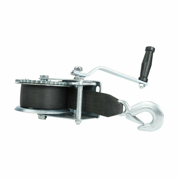 Manual Trailer Winch with Hook and 20' Strap 1,500 lb Hand Crank Boat Pull Tow - www.blackhorse-racing.com